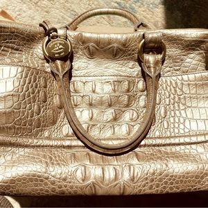 Brahmin Champagne-Colored Satchel w/Strap & Dust Bag